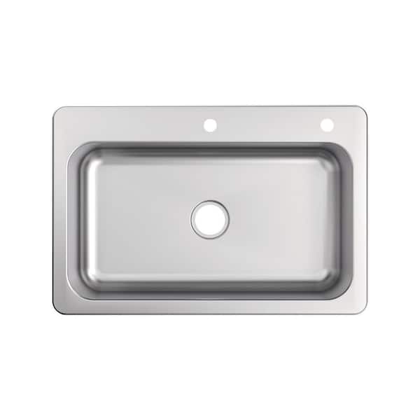 Bratten 33 in. Drop In / Under Mount Single Bowl 18 Gauge Stainless Steel Kitchen Sink