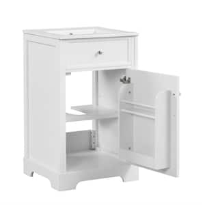 20 in. W x 18 in. D x 34 in. H Bathroom White Linen Cabinet