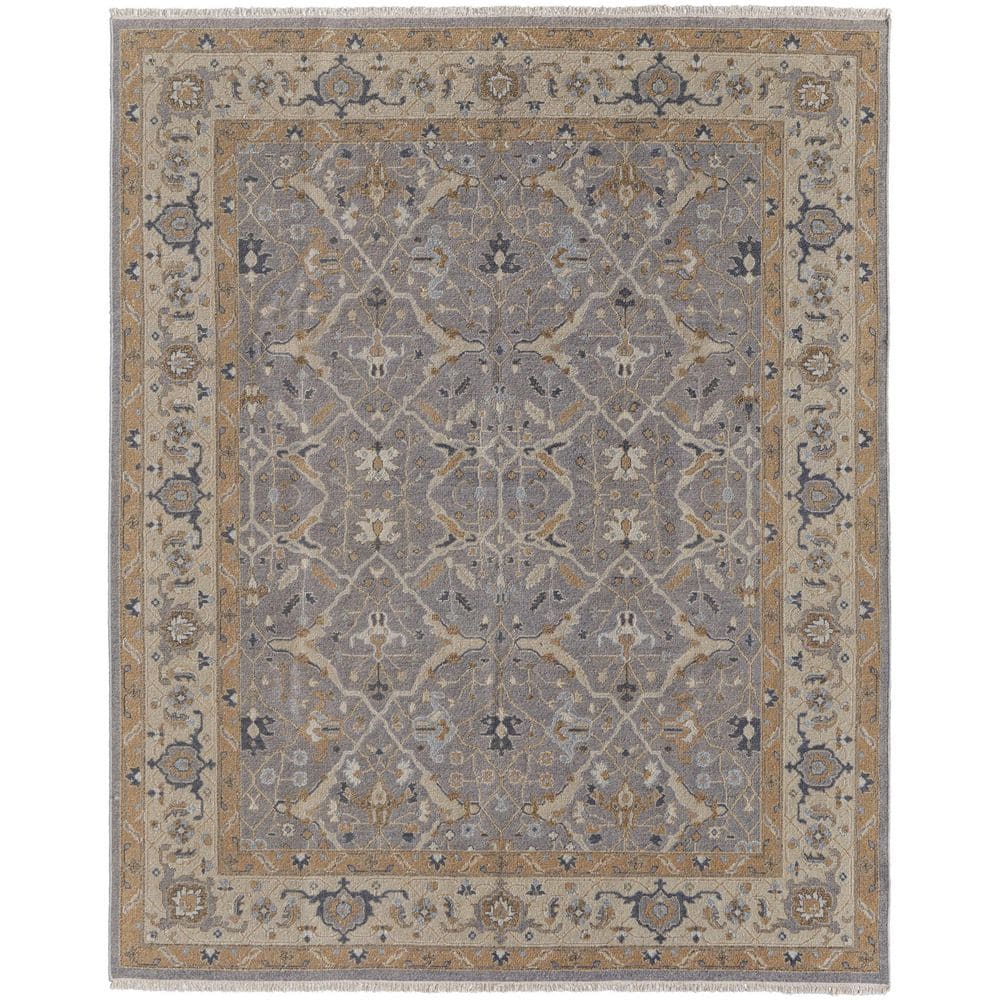 9 ft. x 13 ft. Tan and Gray Wool Oriental Hand Knotted Area Rug With Fringe price history on PriceWatchPro