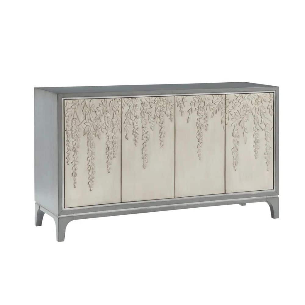 Cragen Credenza Gray 35 in. Accent Cabinet with 2-Shelves and 4-Doors