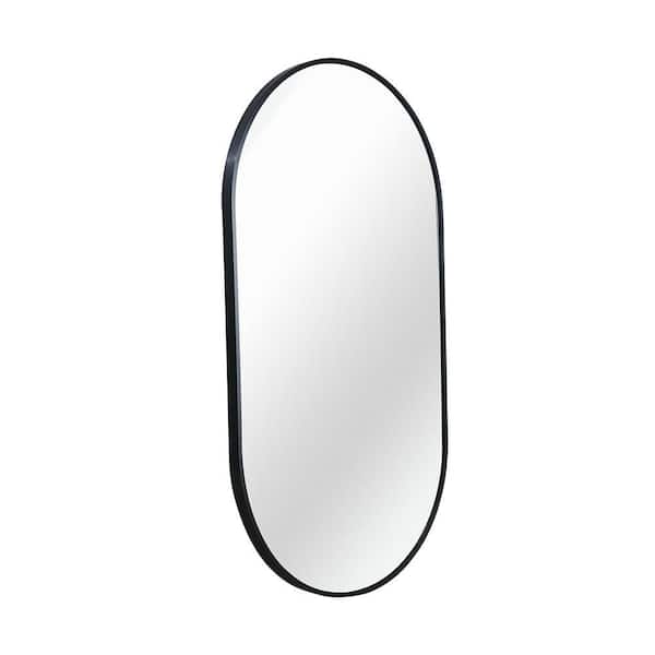 Black 20 in W x 28 in. H Farmhose Arch Aluminium Alloy Framed Mirror Wall Mirror Wall Decor Mirror