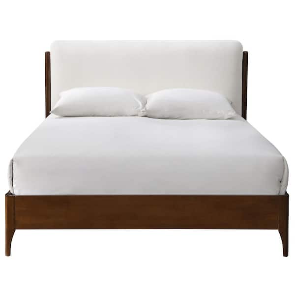 Solacina Beige Wood Frame King Panel Bed