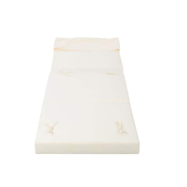 76.7 in. L x 27 in. W x 4 in. T Beige Outdoor Chaise Lounge