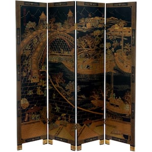 6 ft. Black 4-Panel Ching Ming Festival Room Divider