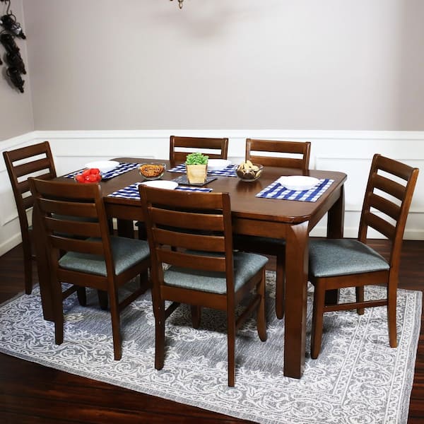 Sunnydaze Decor Dorian 7-Piece Dining Table and Side Chair Set ...