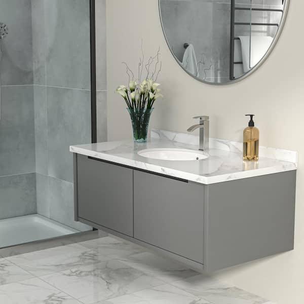 Logmey 18 in . Undermount Oval Porcelain Ceramic Bathroom