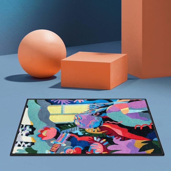 Misha - The Sunday Jungle Home Modern Abstract Multi 2 ft. x 3 ft. Area Rug