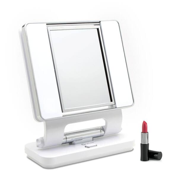OttLite 13 in. White Square Makeup Mirror With Dual Lights-DISCONTINUED