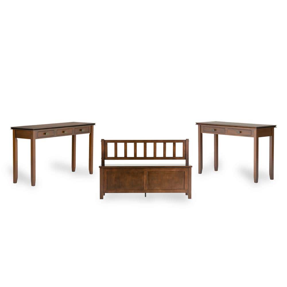 Artisan Transitional Solid Wood Console Table with Storage in Russet Brown