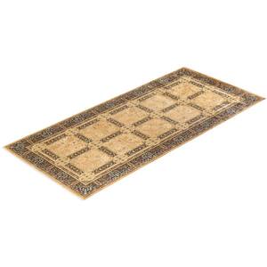 Mogul One of a Kind Traditional Yellow 6 ft. 1 in. x 13 ft. 7 in. Oriental Area Rug