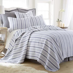 Rochelle 3-Piece Navy Stripe Cotton Full/Queen Quilt Set