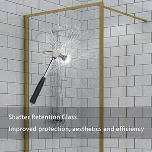 34 in. W x 74 in. H Fixed Single Panel Framed Shower Door in Gold Finish with Clear Glass