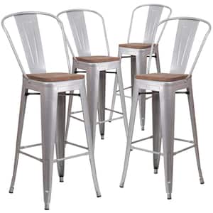 30.25 in. Silver Bar Stool (4-Pack)