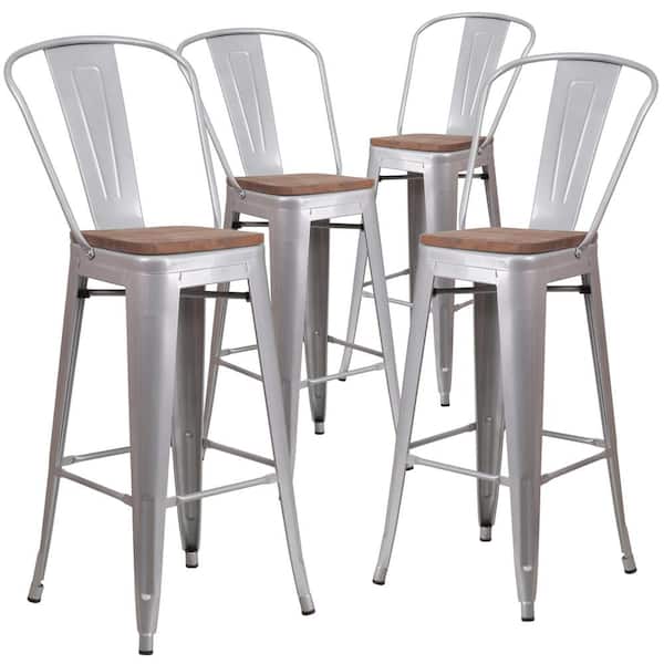 Carnegy Avenue 30.25 in. Silver Bar Stool (4-Pack)