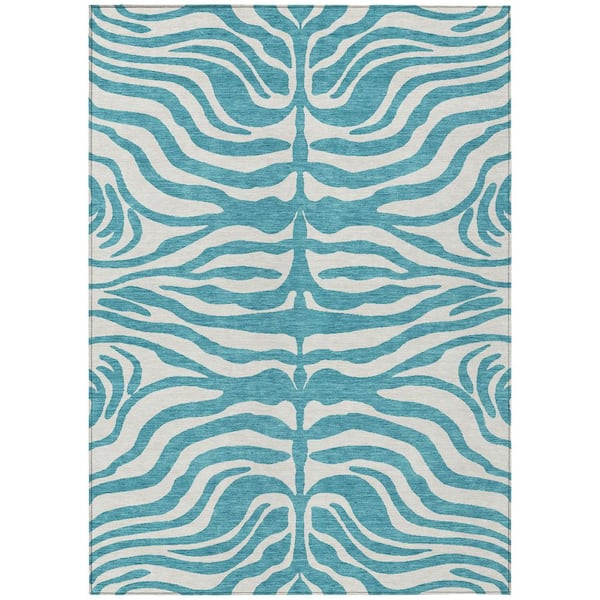 Chantille Machine Washable Indoor/Outdoor Abstract ACN1042 Teal 10 ft. x 14 ft. Area Rug