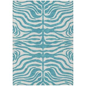 Chantille Machine Washable Indoor/Outdoor Abstract ACN1042 Teal 9 ft. x 12 ft. Area Rug