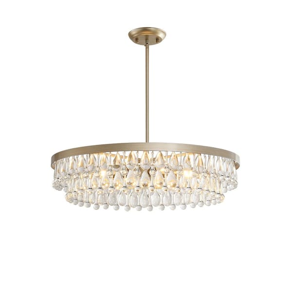 Jojospring Adela 24 in Dia Brushed Champagne Silver Finish Crystal 6Light Chandelier