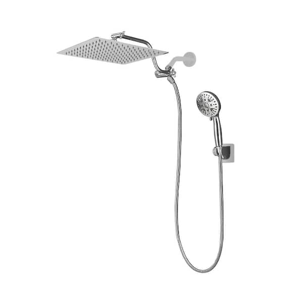 7-Spray Wall Mount Dual Fixed and Handheld Shower Head 1.8 GPM in Chrome