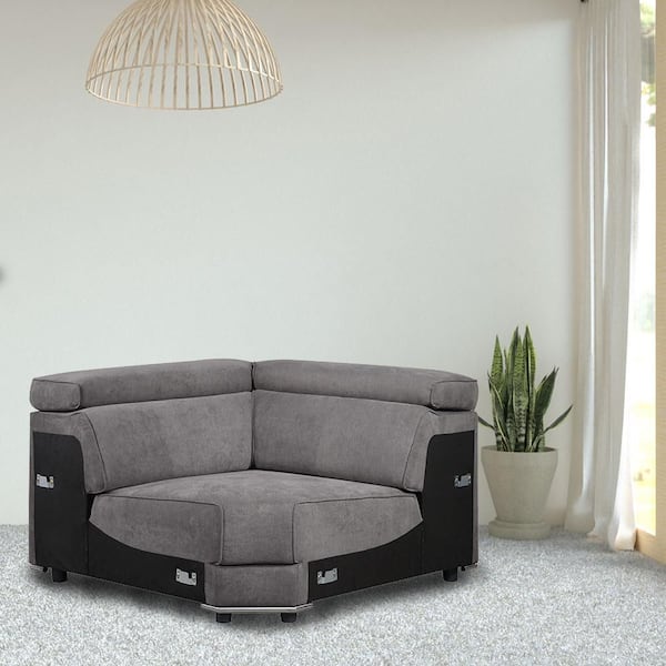 Alwin Modular-Wedge Arm Chair in Dark Gray Fabric