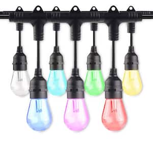 Outdoor/Indoor 36 ft. Plug-in S14 LED SMART Black String Light with 18 Sockets and Color Changing Bulbs Included(1-Pack)