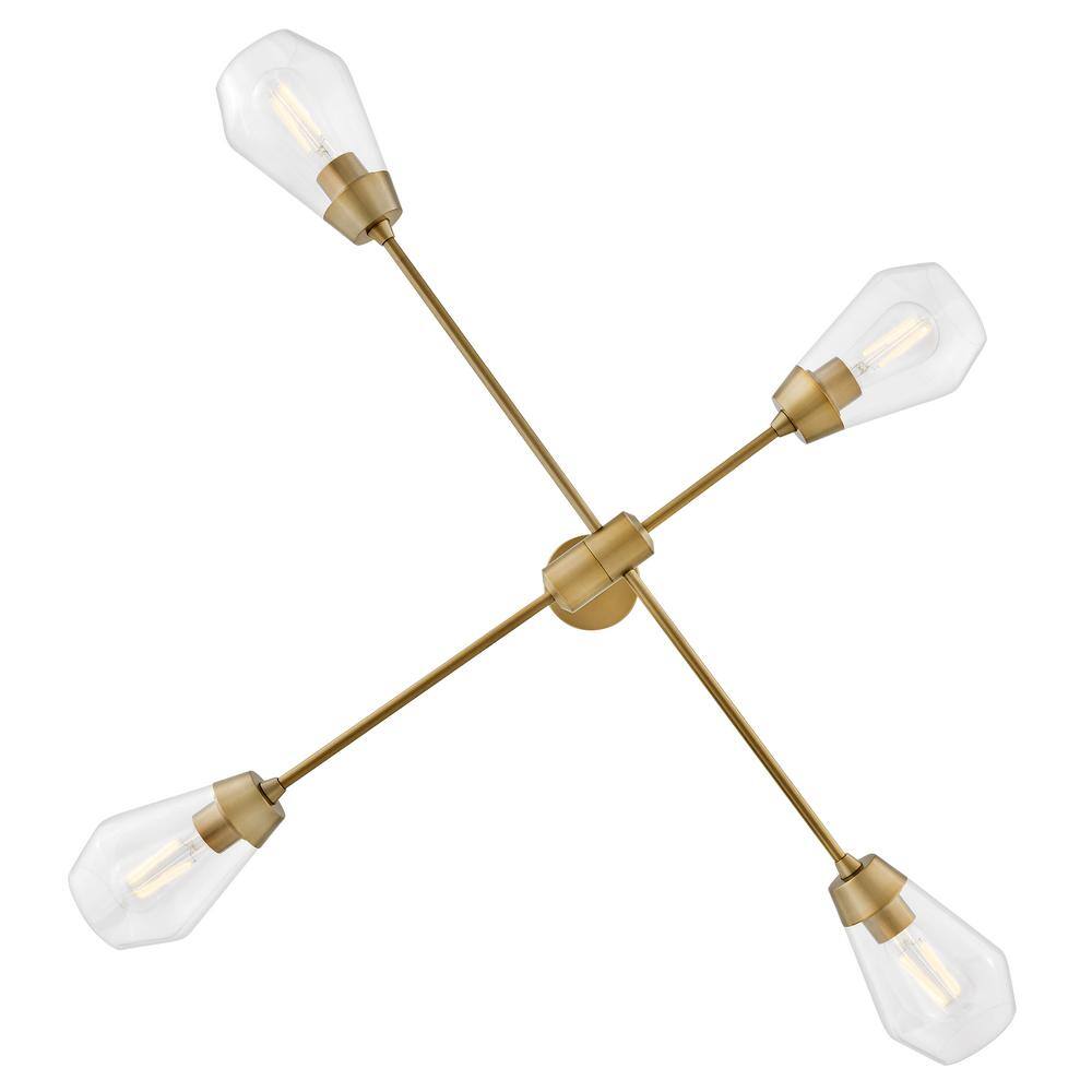 Livie Lacquered Brass 4-Light Sputnik Chandelier with Clear Glass