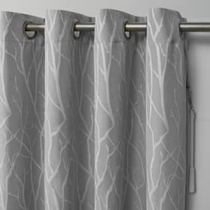 Forest Hill Patio Dove Grey Nature Woven Room Darkening Grommet Top Curtain, 108 in. W x 84 in. L