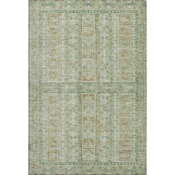 Mayfield Premium Machine Washable Abstract AMF2173 Green 10 ft. x 14 ft. Area Rug