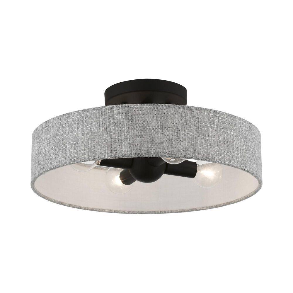 Elmhurst Black and Gray 4-Light Drum Semi-Flush Mount