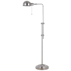 58 in. Nickel 1 Dimmable (Full Range) Standard Floor Lamp for Living Room with Metal Dome Shade