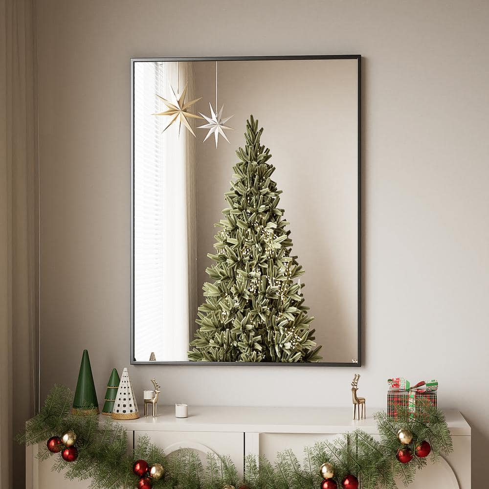 30 in. W x 39.5 in. H Modern Rectangular Aluminum Framed Black Wall Mirror price history on PriceWatchPro