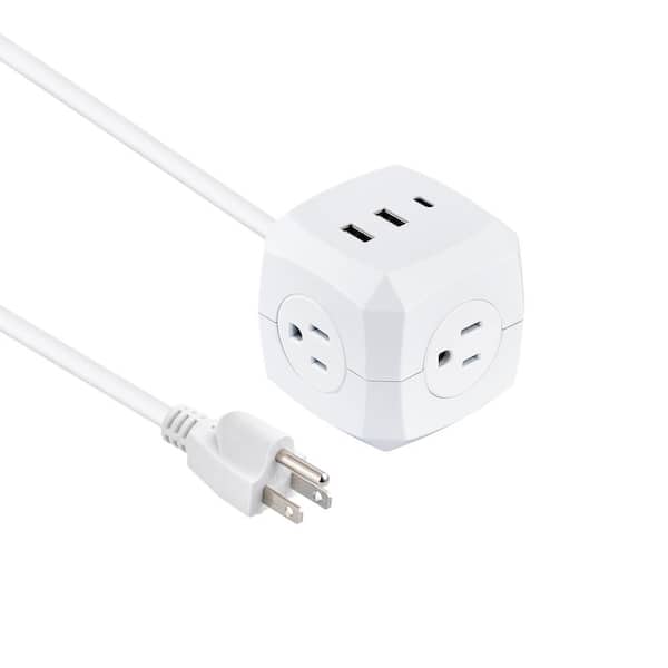 3-Outlet Power Cube with 5-Foot Cord and USB-A Ports