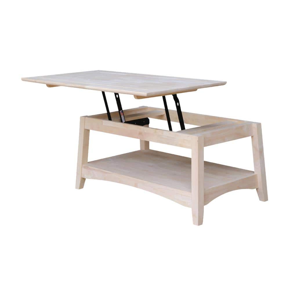 Solid Parawood Bombay Tall Lift-Top Coffee Table in Natural Finish