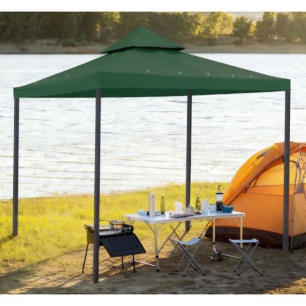 10 ft. x 10 ft. Green Gazebo Canopy Top Replacement 2 Tier Patio