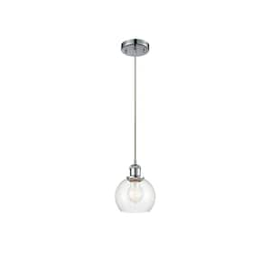 Athens 60-Watt 1 Light Polished Chrome Shaded Mini Pendant Light with Clear glass Clear Glass Shade