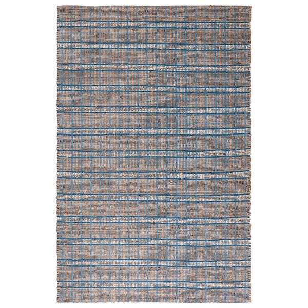 SAFAVIEH Natural Fiber Blue/Beige 5 ft. x 8 ft. Striped Woven Area Rug