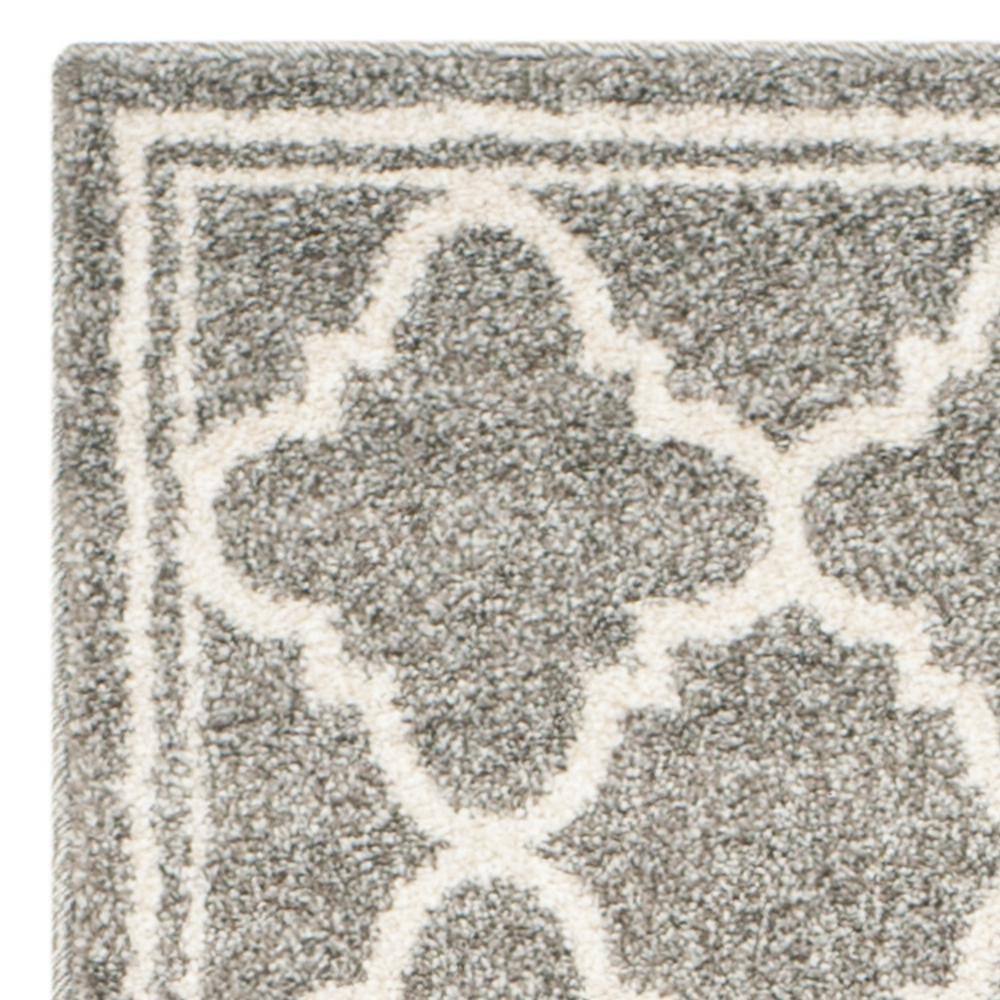 Gray Geometric Synthetic Easy Care Runner Rug 2'3" x 11'