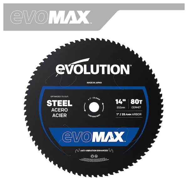 Evolution EVOMAX14ST 14 in. 80 Tooth Professional Grade Mild Steel Cermet Blade