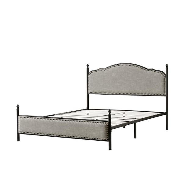 ARTFUL LIVING DESIGN Florentin 62.2 in. W x 83.3 in. D x 43.7 in. H Brown Bed with Nailhead Trim Design