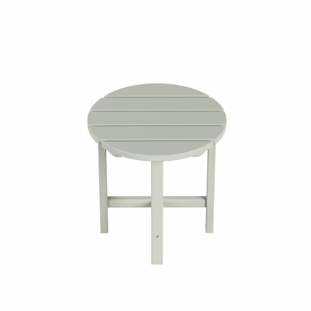 Beige 18" Round Polywood Outdoor Side Table