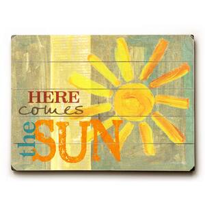 18 in. x 24 in. "Here comes the sun" by Misty Diller "Planked Wood" Wall Art