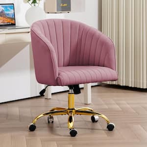 Modern Purple Velvet Height Adjustable Office Desk Chair with Upholstered Back for Home Office Bedroom Study