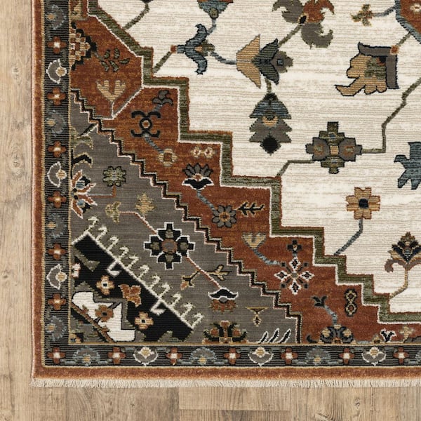 AVERLEY HOME Key Rust/Ivory 8 ft. x 11 ft. Oriental Medallion