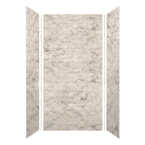 SaraMar 36 in. x 48 in. x 96 in. 3-Piece Easy Up Adhesive Alcove Shower Wall Surround in Sand Creme