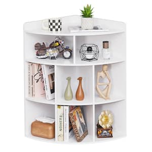 Corner Cabinet, 3-Tier Cube Storage Organizer, Triangle Bookcases with 8 Cubbies，Bookshelf White