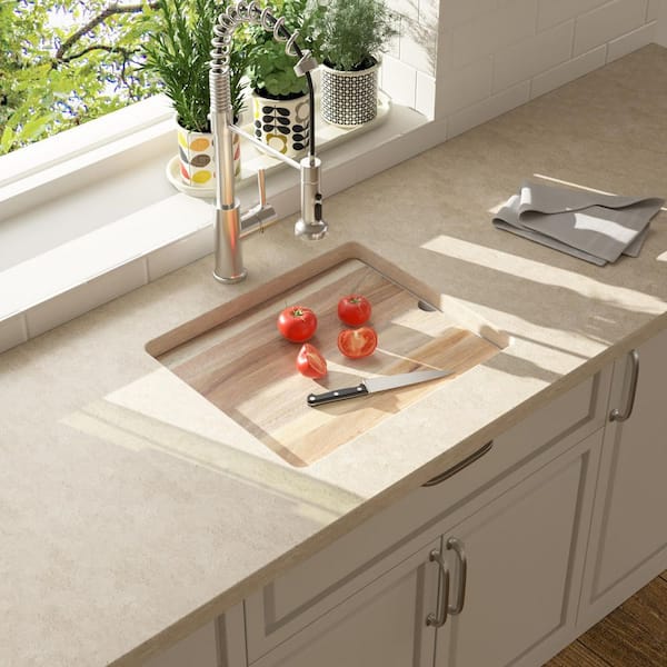 21 in. Undermount Bar Sink Single Bowl Quartz Composite Workstation Kitchen Sink in White-21 in. x 18 in. x 10 in.