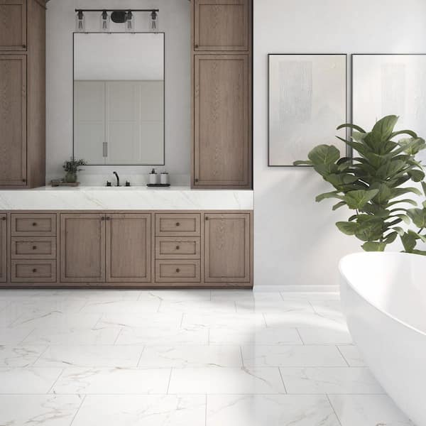 Kesler Marble Avorio 12 in. x 24 in. Polished Porcelain Floor and Wall Tile (15.5 sq. ft. /case)