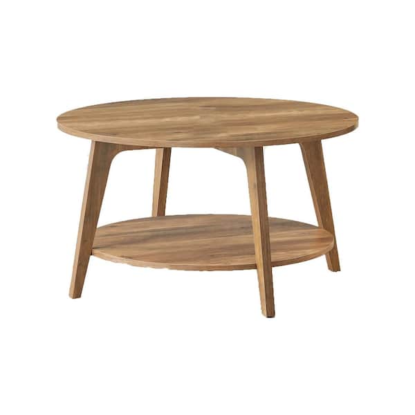 Modern Honey Brown Round Wood 17.7 in. Oudoor Coffee Table