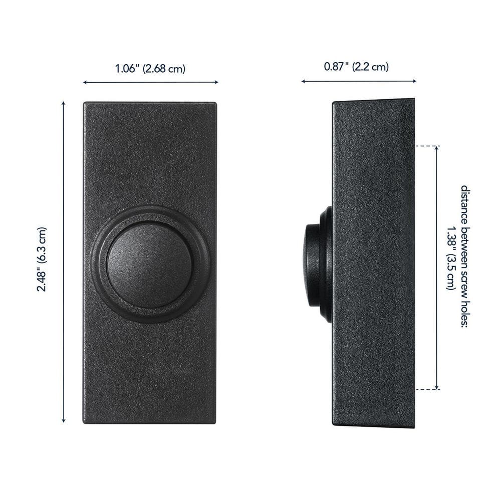 Black Satin Nickel Wireless Pushbutton Doorbell with Lighted Button