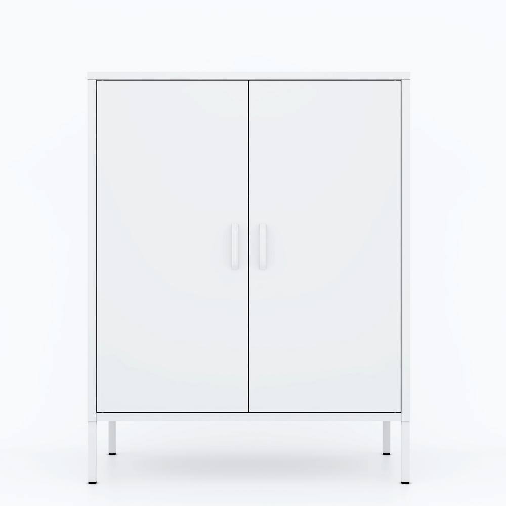 31.5 in. W x 15.75 in. D x 39.96 in. H White Linen Cabinet Metal Storage Lo