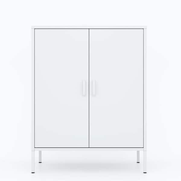 31.5 in. W x 15.75 in. D x 39.96 in. H White Linen Cabinet Metal ...